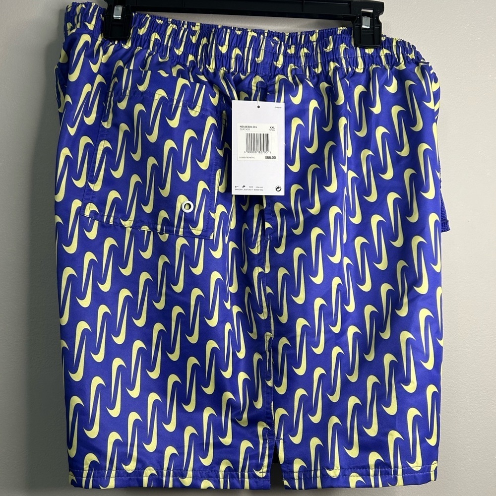Nike Blue and Yellow Men's Swim Shorts